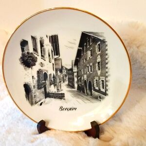 Vintage Decorative Wall Plate Bergun Ottlinger Sevelen Gold lined